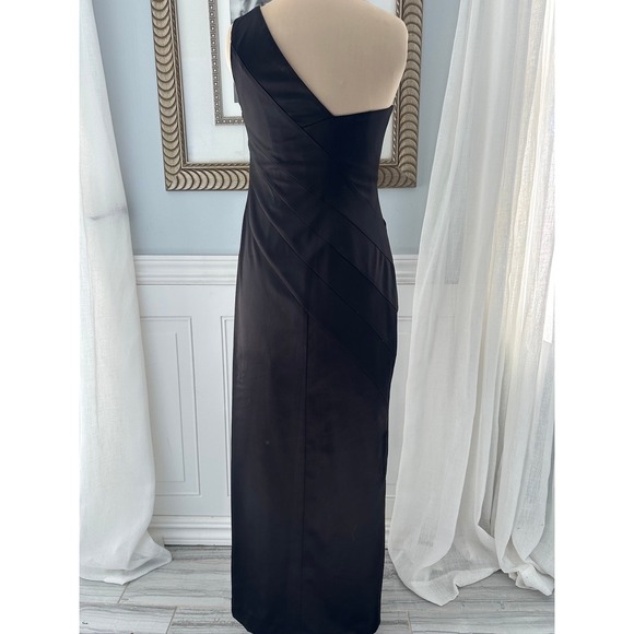 Jessica Simpson Black One Shoulder Ruched Column Gown Size 4 Formal Maxi Dress - Picture 4 of 7